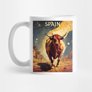 Running of the Bulls Starry Night Spain Travel Tourism Retro Vintage Mug